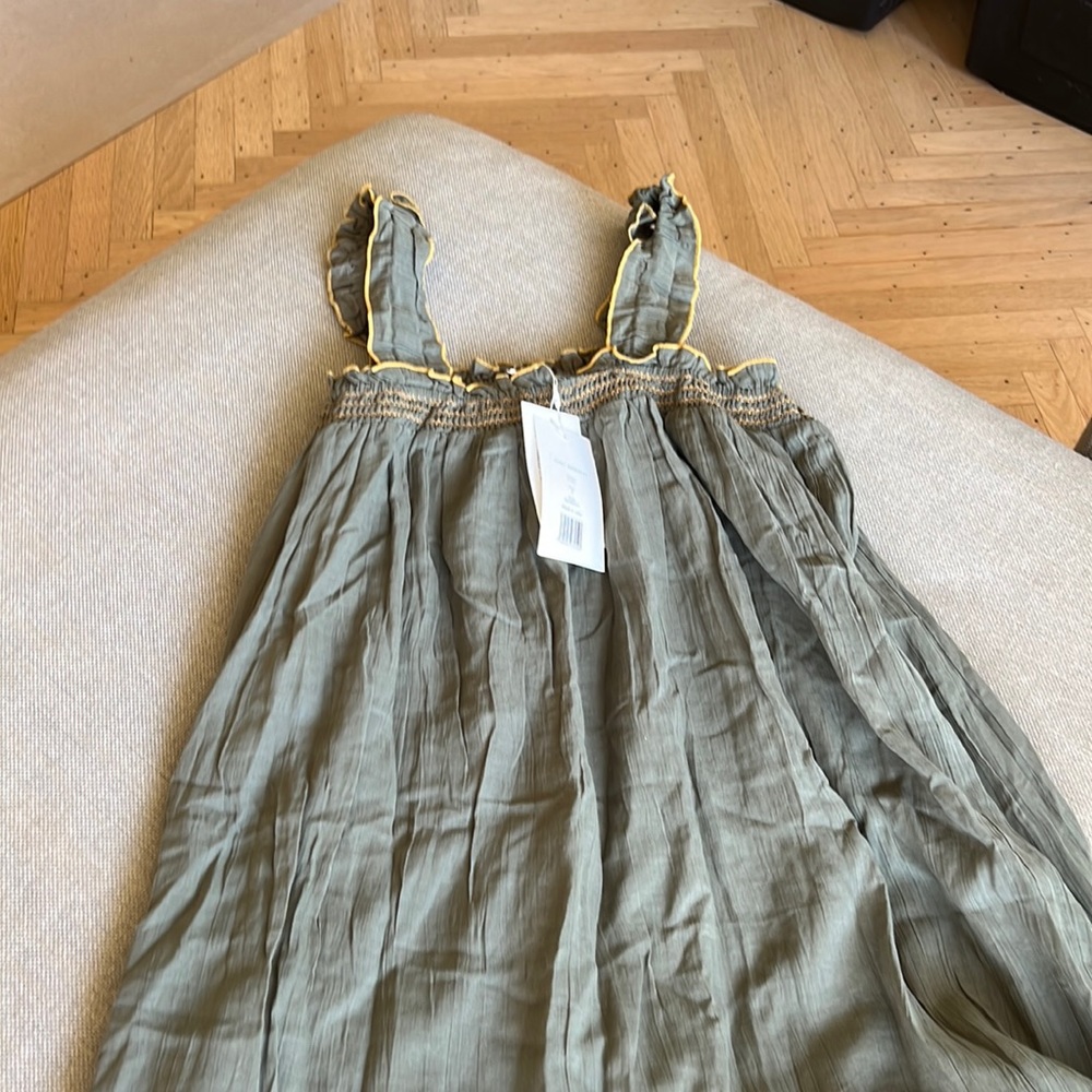 Khaki summer cotton dress with lining.